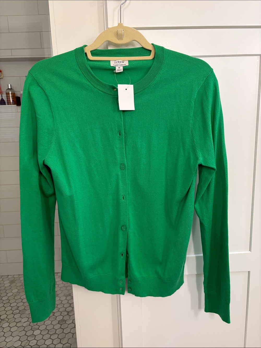 J. Crew Factory Green Classic Crewneck Cardigan